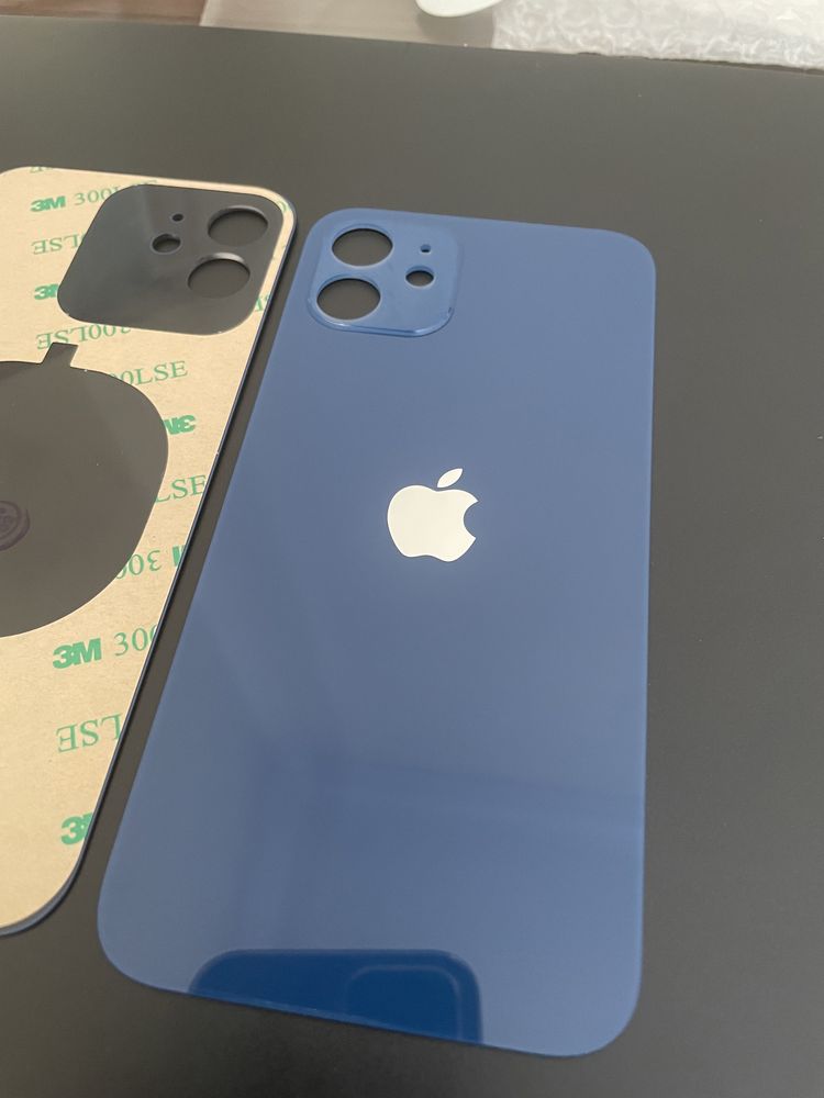 Vidro traseiro azul para iPhone 12