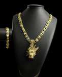 Corrente Dubai (8mm) + Pingente Pitbull – Banhado a Ouro 18k