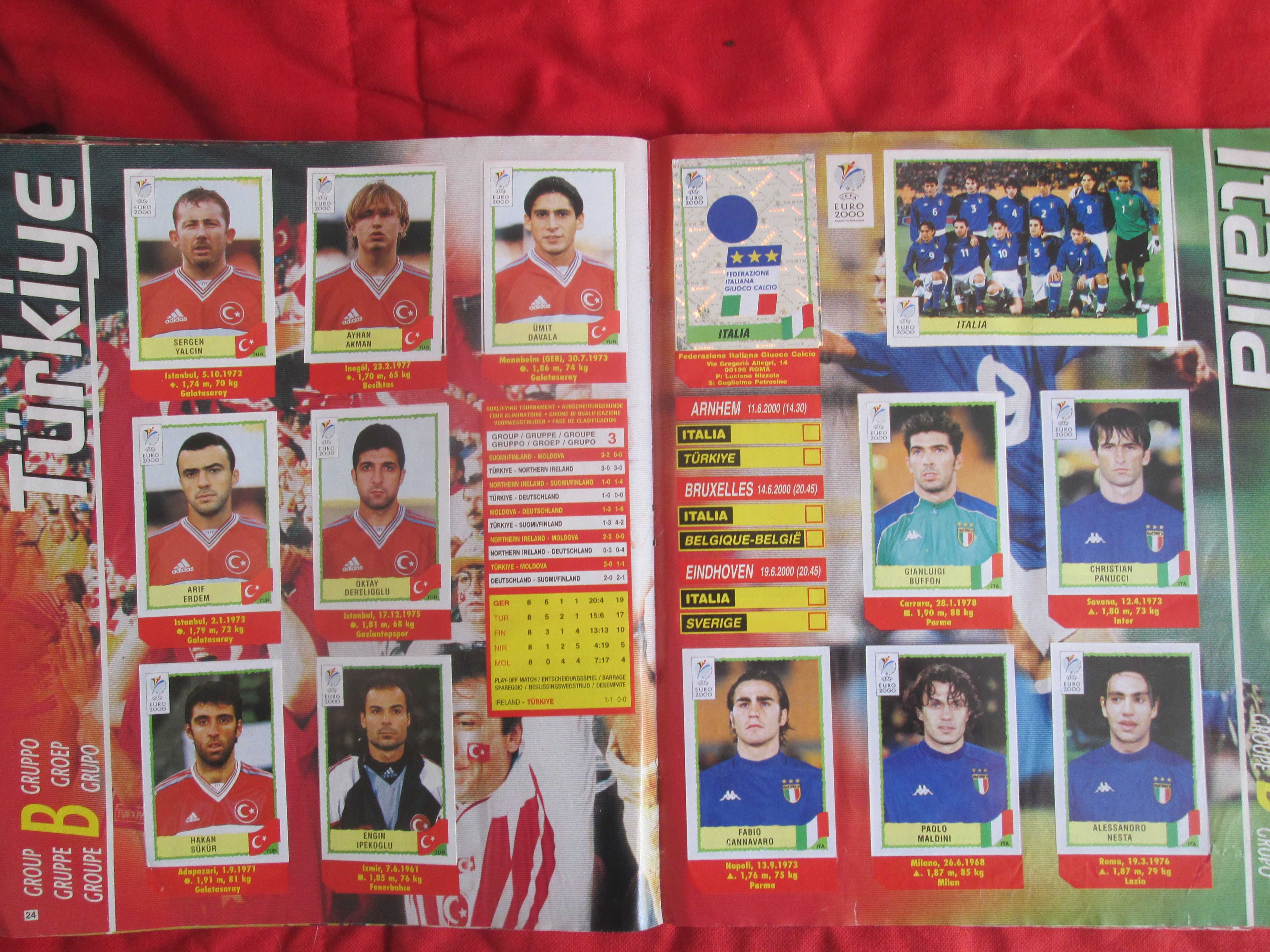 Caderneta completa de cromos Panini do EURO 2000