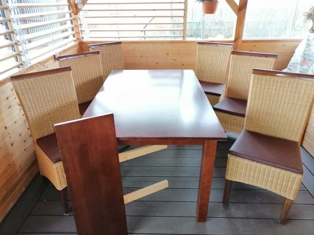 Stół i 6 krzeseł wiklina rattan