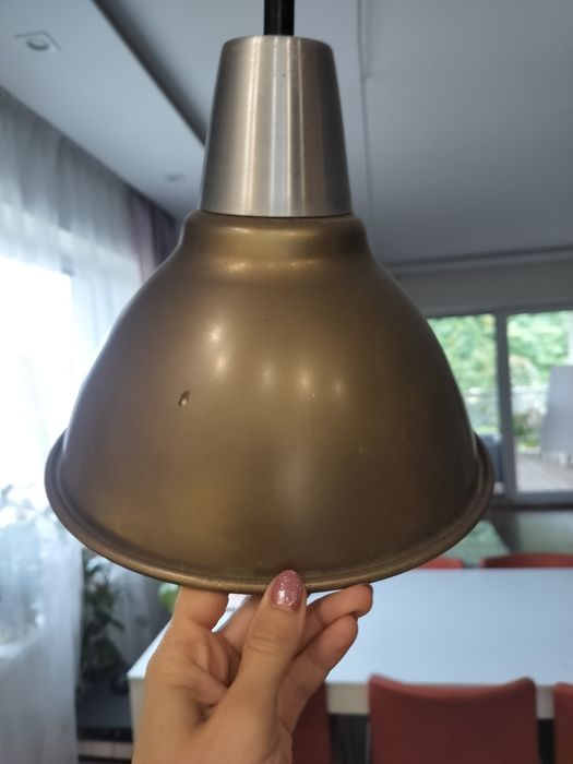 Zestaw 3 lamp kloszy Ikea złote mosiężne srebrne