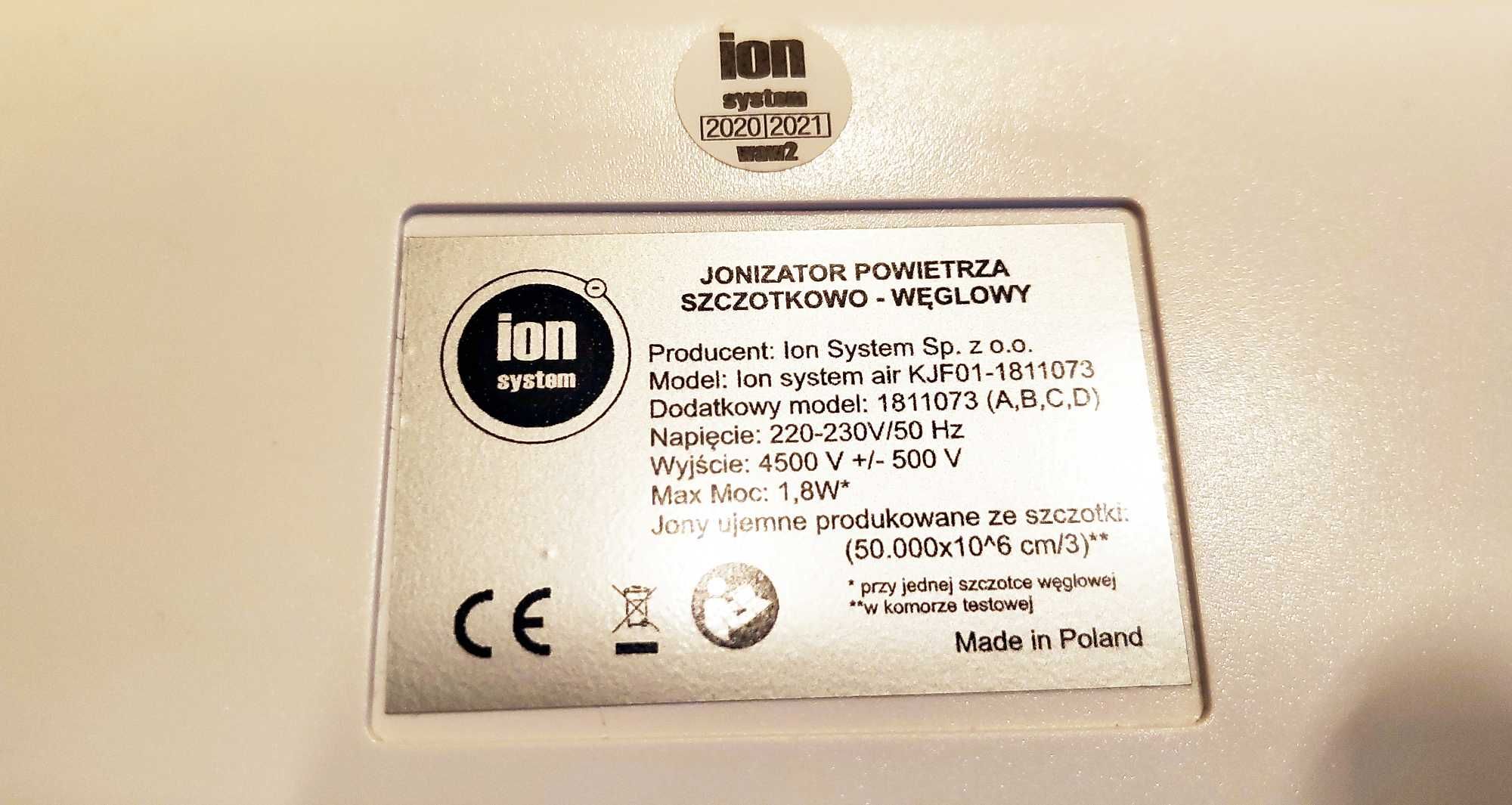 Jonizator powietrza szczotkowo - węglowy ION SYSTEM