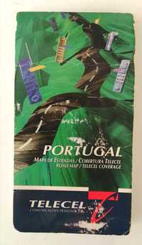Vintage Mapa de Portugal - Rede de Estradas e cobertura rede TELECEL