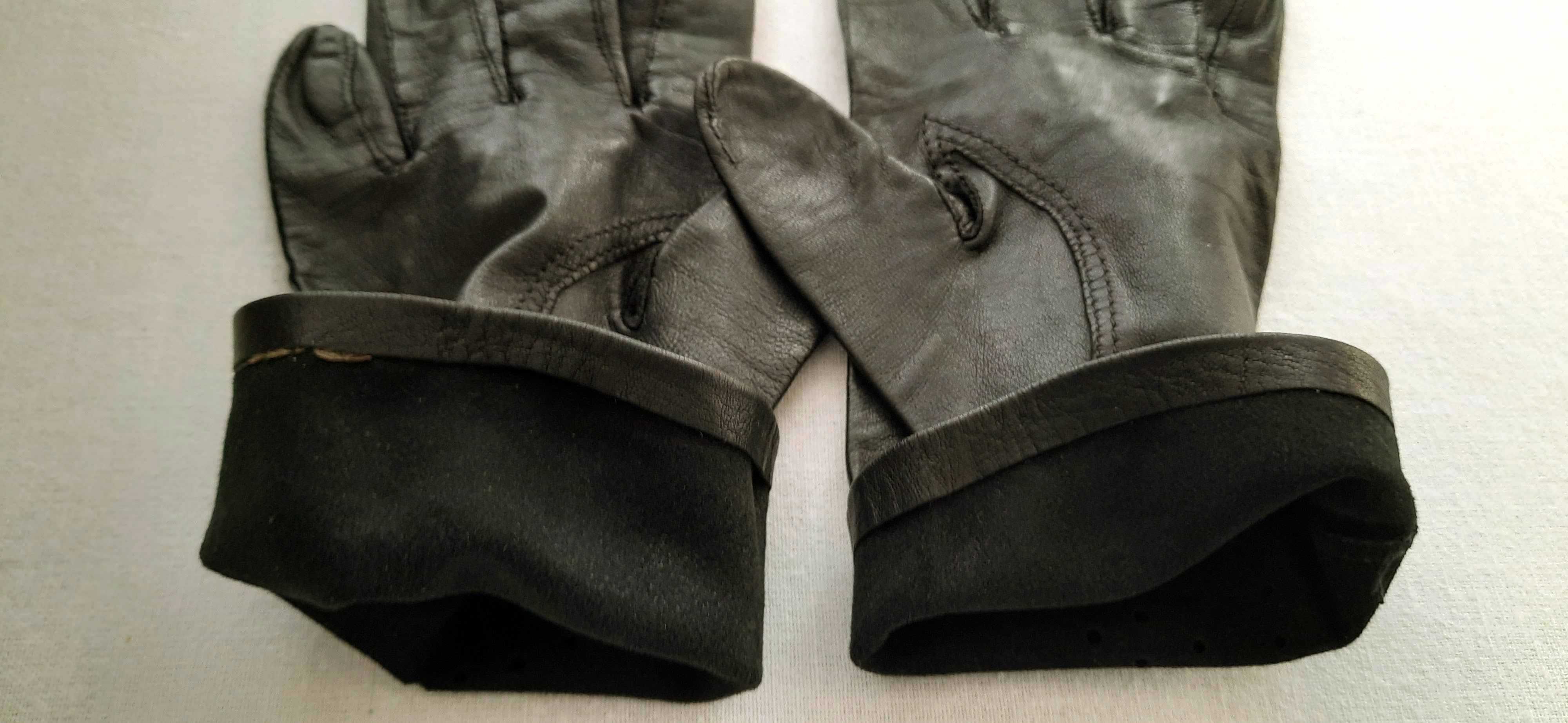 Damskie rękawiczki z cienkiej skóry czarne
