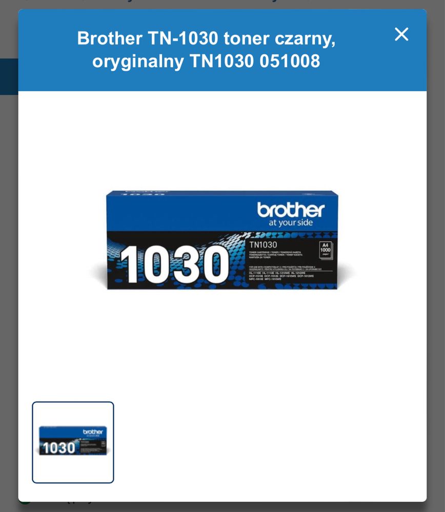 Toner Brother TN 1030, 051008 oryginal nowy