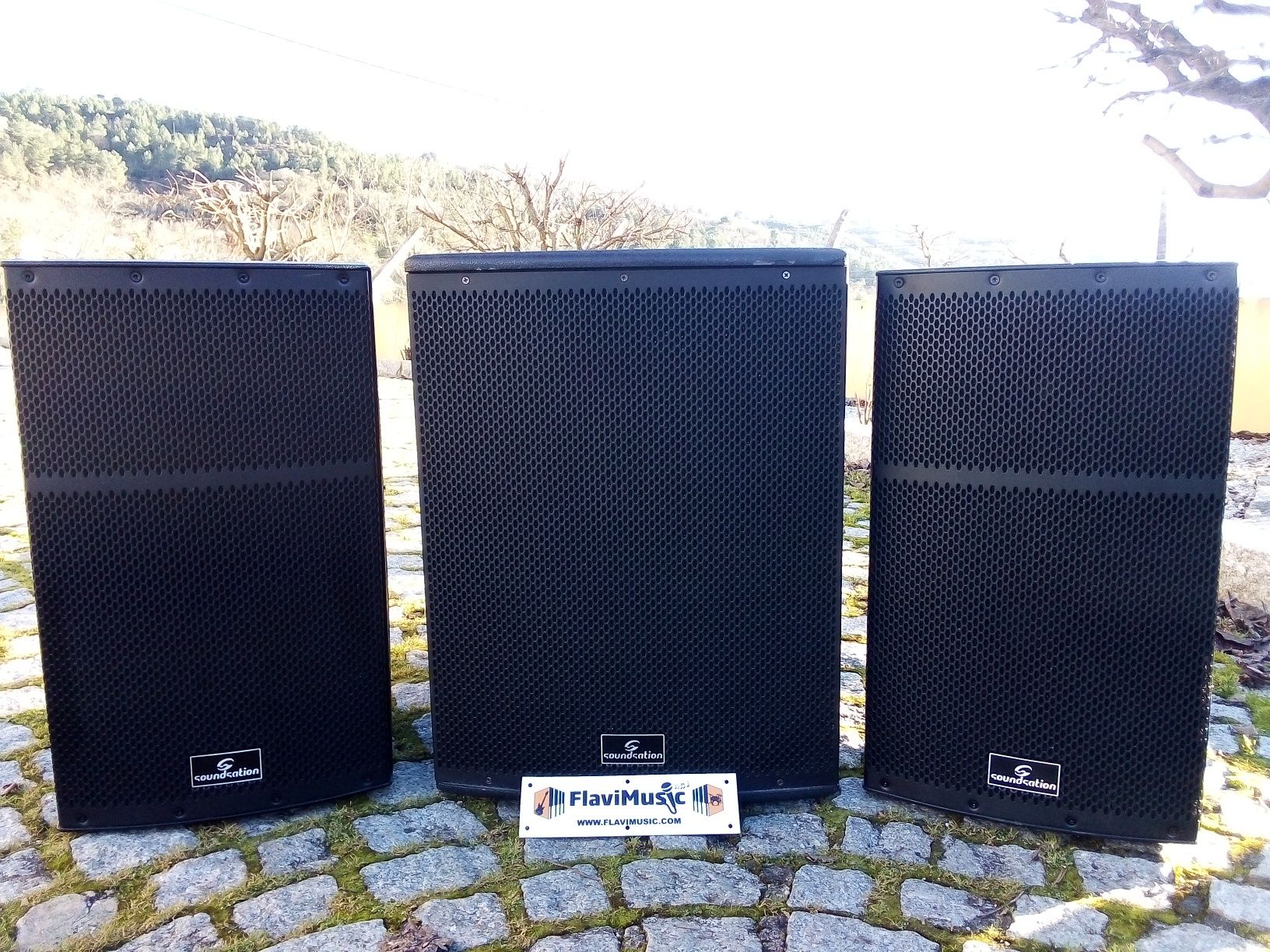 Sistema som sub 15 e 2 tops 12' 2800w