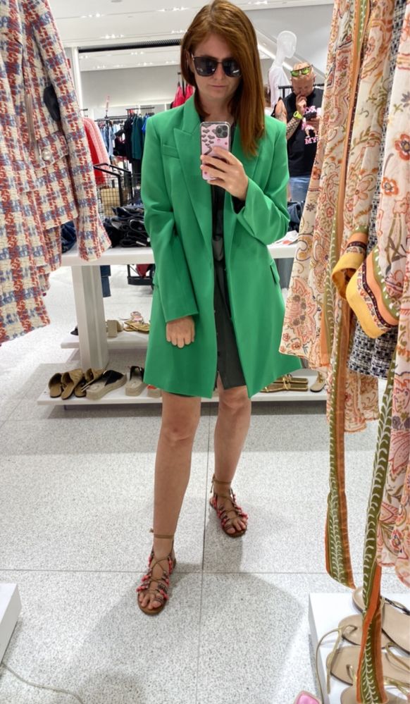 Nowa Marynarkowa sukienka Zara XS S damska zielona elegancka