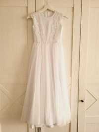 152 biała sukienka suknia Komunia Święta koronka na górze dół tiul