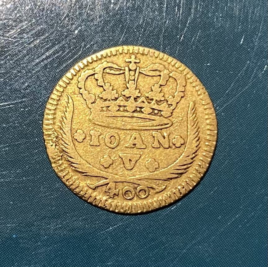 Moeda ouro Pinto 480 Reis D. JOAO V 1724