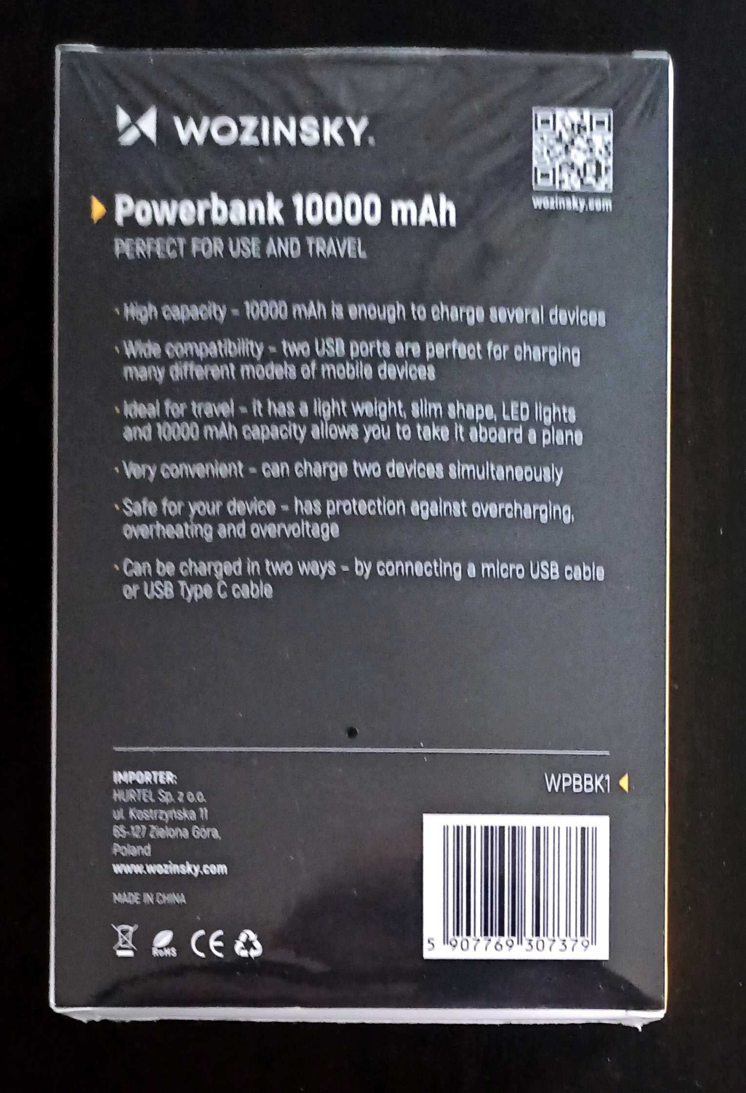 Power bank 10000mAh Wozinsky NOWY