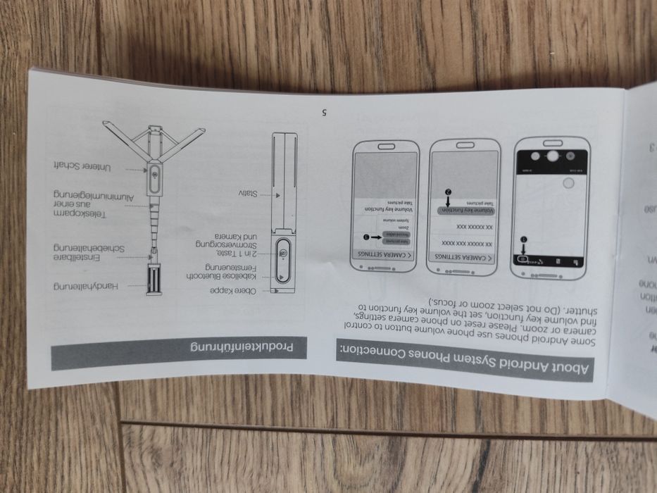 ATUMTEK statyw i kijek do selfie Bluetooth, możliwość rozszerzenia, 3