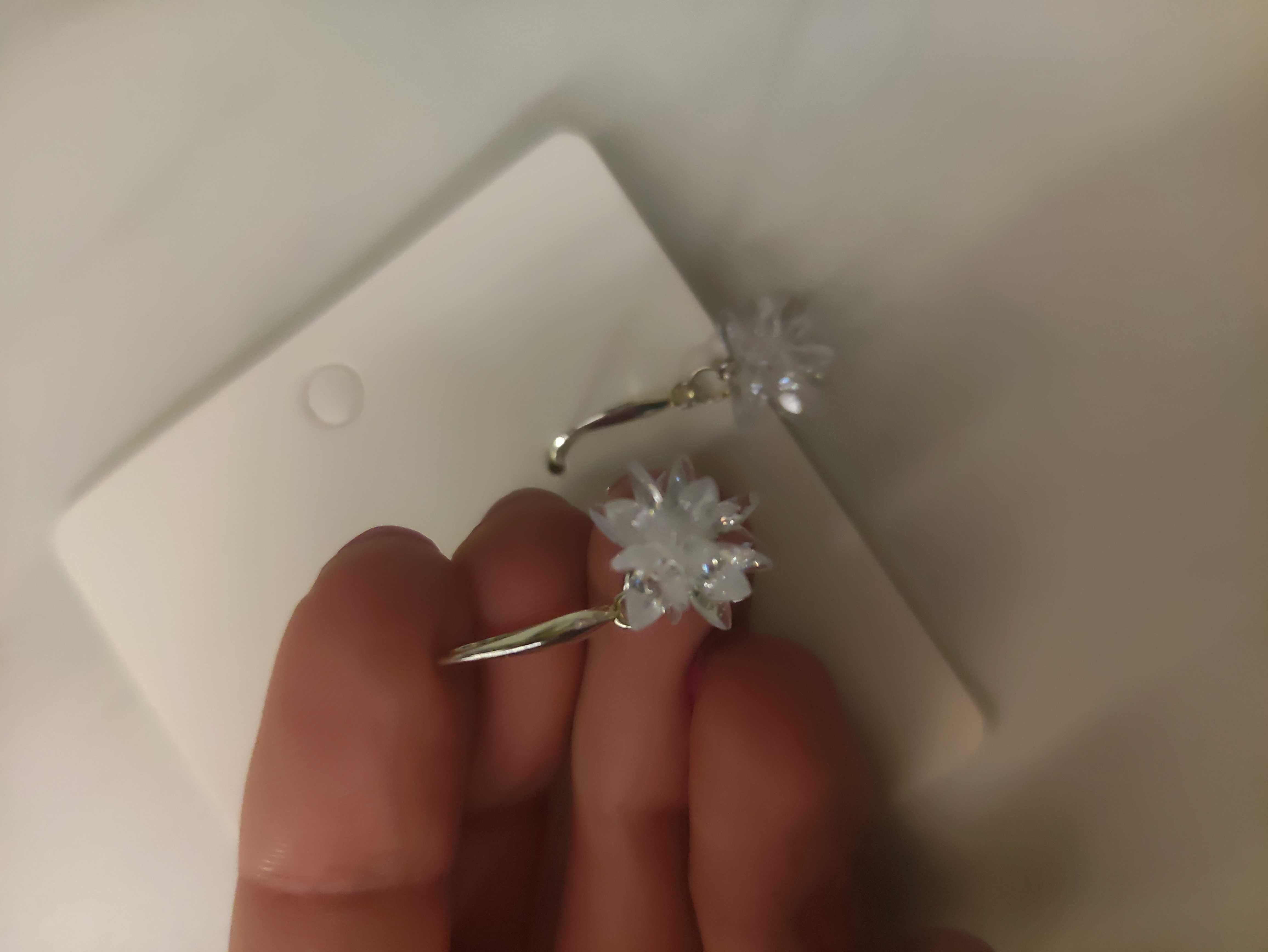 Kolczyki srebrne białe kryształ sopel lód komunia wesele
