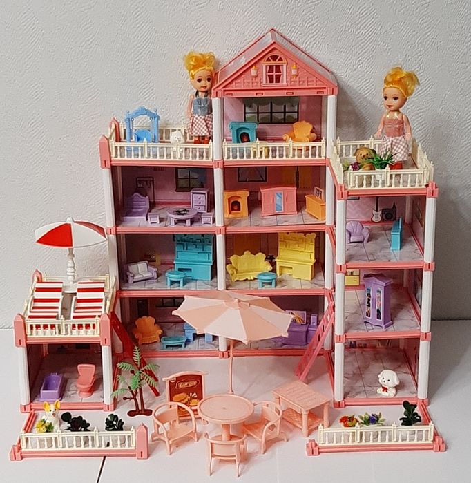 Кукольный домик, 4 этажа, 14 комнат, с  мебелью, DIY