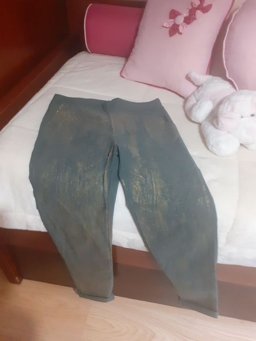 Calças guess verdes com dourado