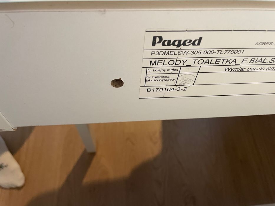 biurko toaletka biała szklany blat paged melody