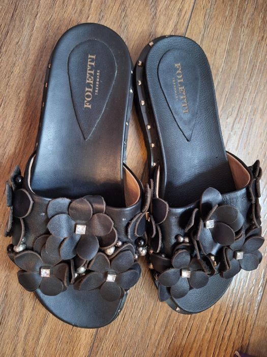 Кожані шльопанці сандалії Foletti