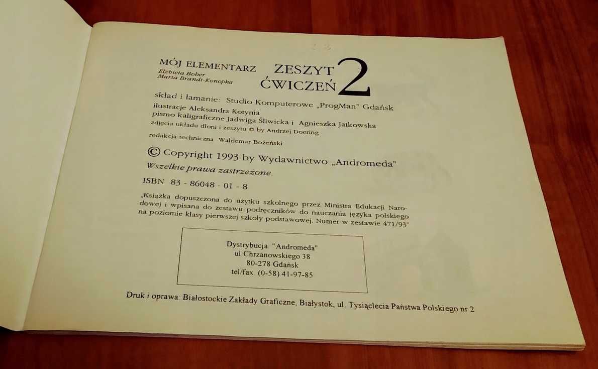 Mój elementarz zeszyt ćwiczeń 2 Bober, Brandt-Konopka nauka pisania