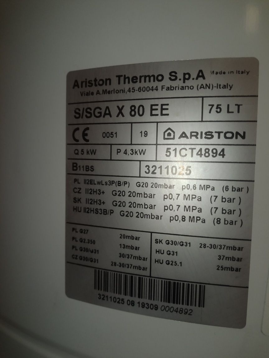 Ariston S/SGA X 80 EE Gazowy podgrzewacz wody
