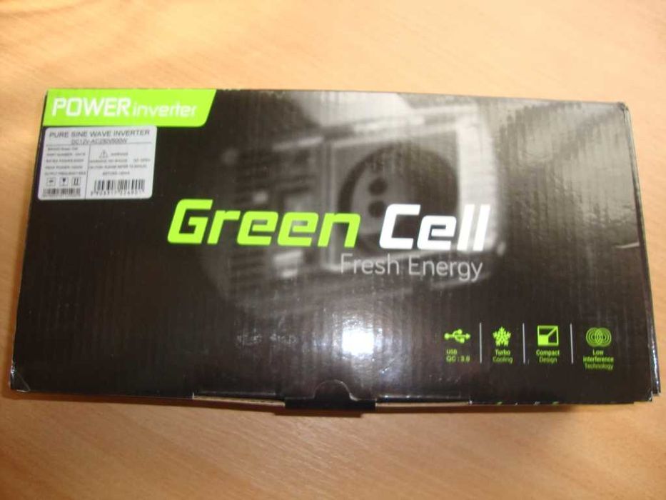 Инвертор с чистой синусоидой Green Cell 12 В до 230 В 500 Вт/1КВт