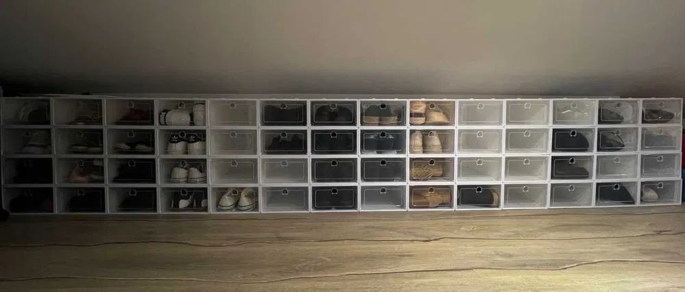 Pudełko pojemnik organizer na buty z klapą pudełka do szafy zestaw x10