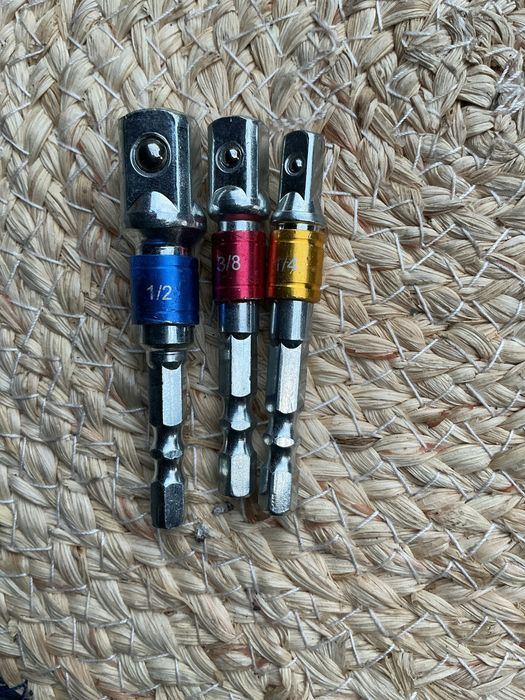 Набор 3шт переходников адаптеров шестигранка 1/4 квадрат 1/4 3/8 1/2