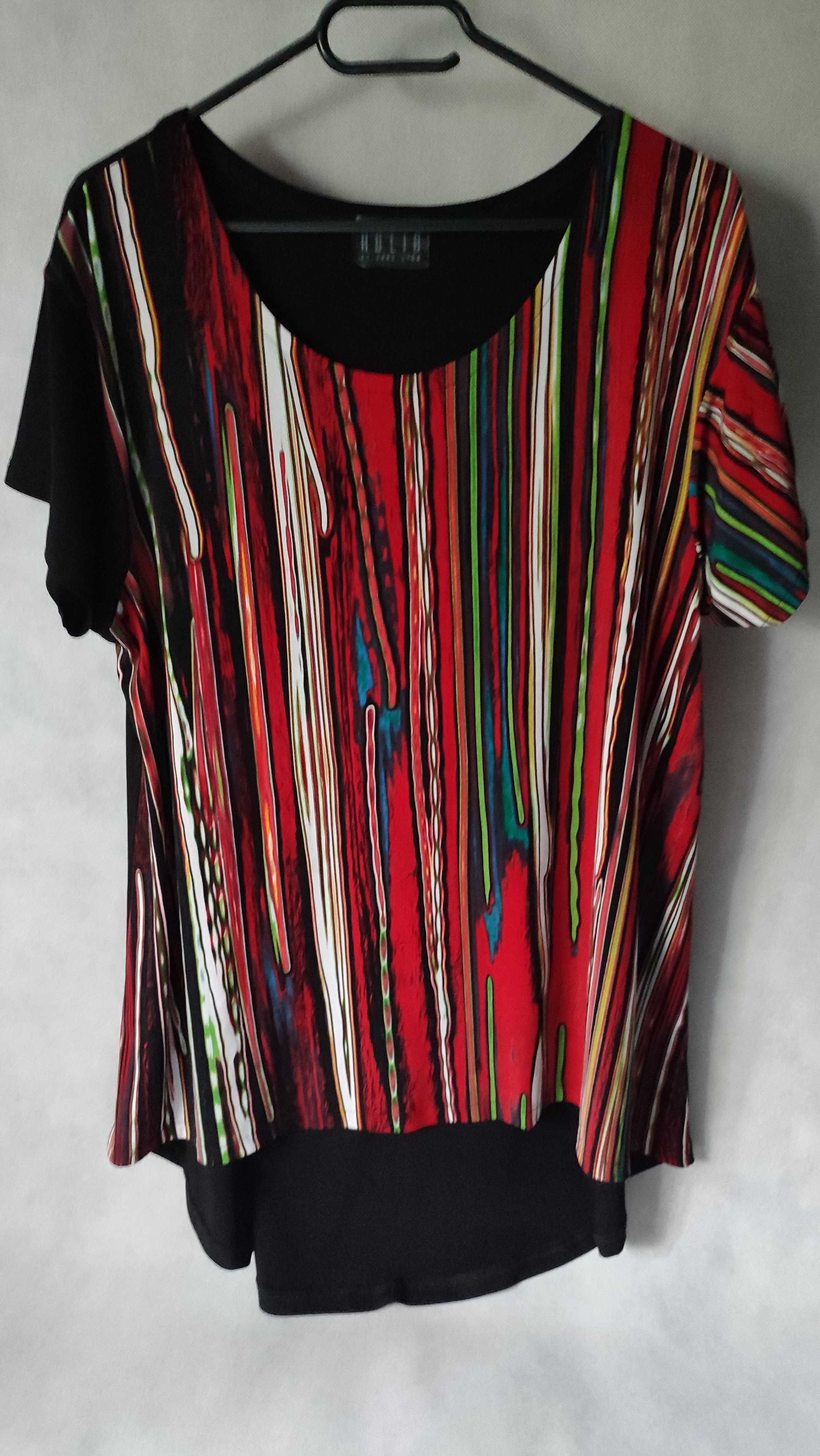 Bluzka damska kolorowe wzory plus size z krótkim rękawem