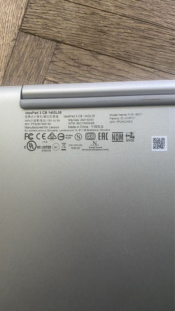 Lenovo ноутбук 14” ideapad 3 cb 14IGL05 chrome book intel 14 нетбук