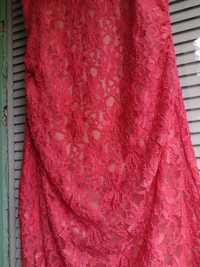 sukienka ciążowa z koronki malinowy róż roz.36