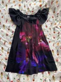Ted Baker Sukienka krotka luzna mgielka w kwiaty tiulowa kwadratowa