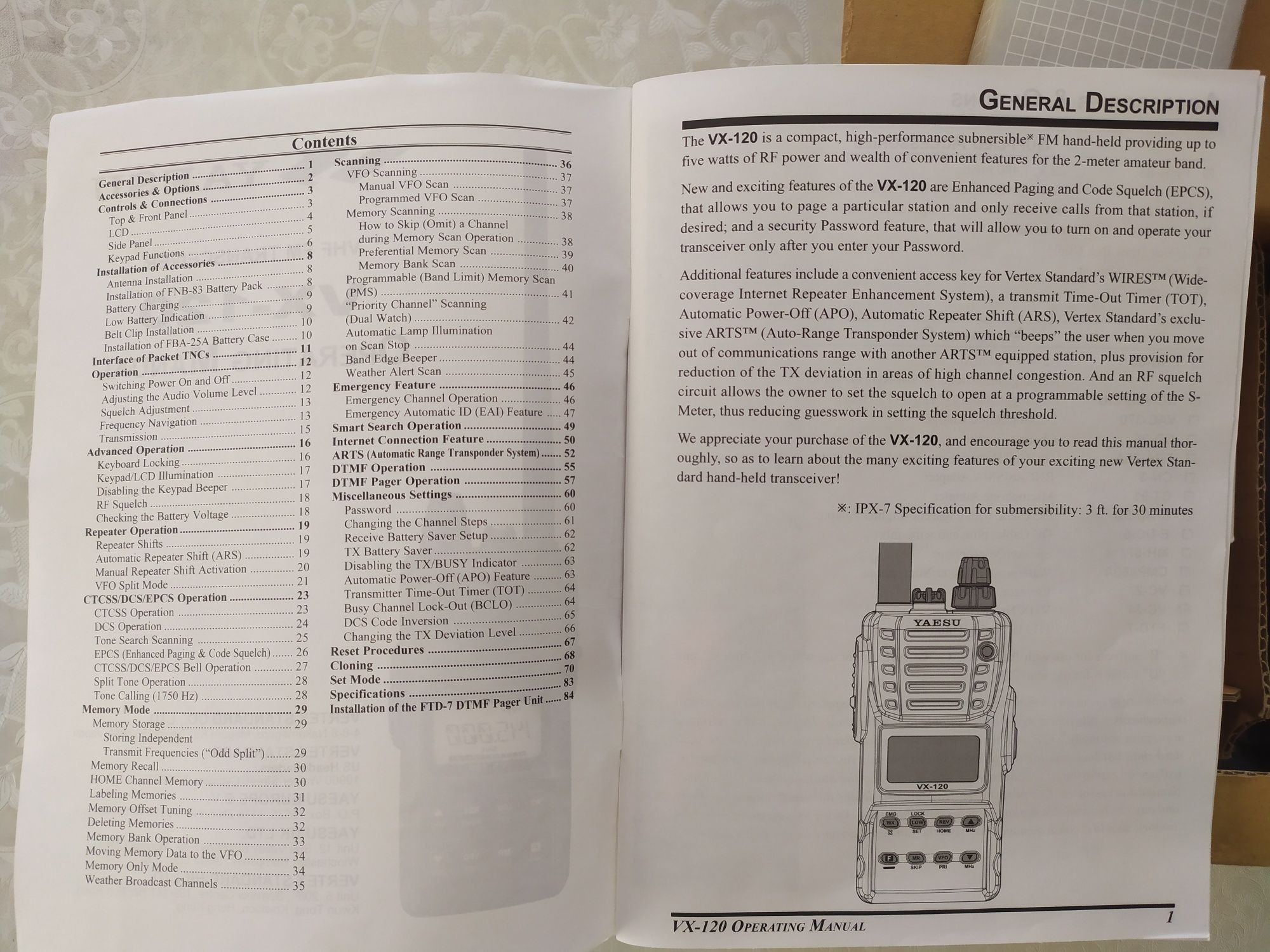 YAESU  VX-120.  Трансівер УКВ портативний. Рація, радіостанція