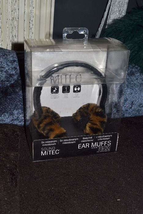 SŁUCHAWKI MiTEC Ear muffs włochate nauszniki panterka pantera centki