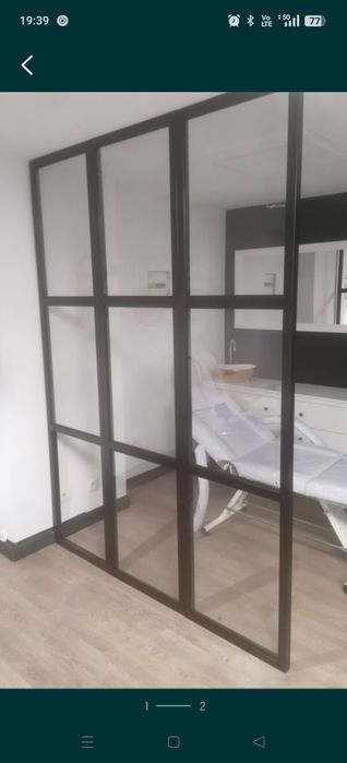 Ścianki loftowe metal + szkło na wymiar