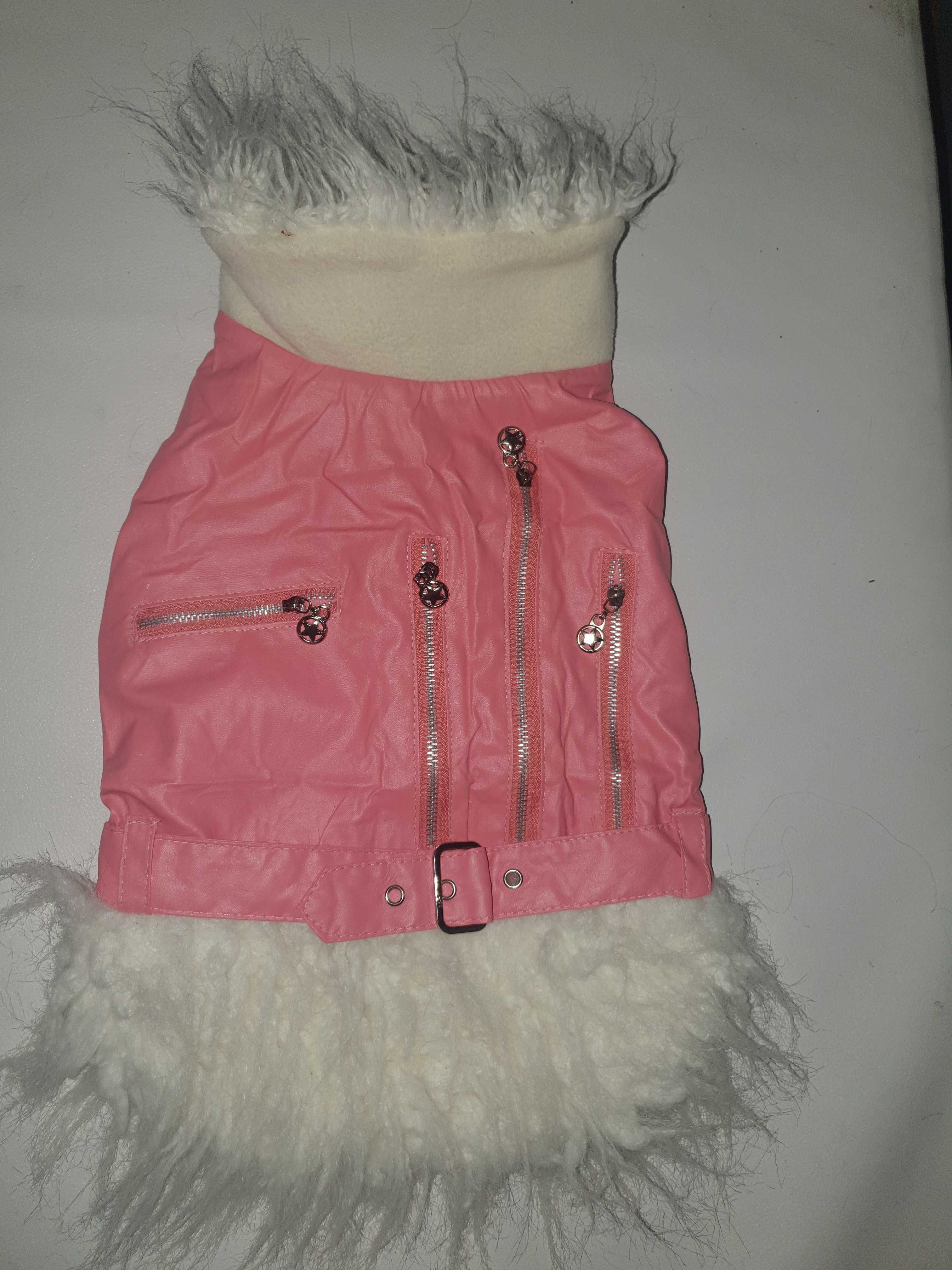 Нова шкіряна куртка для собаки/мопса/бульдога, рожева