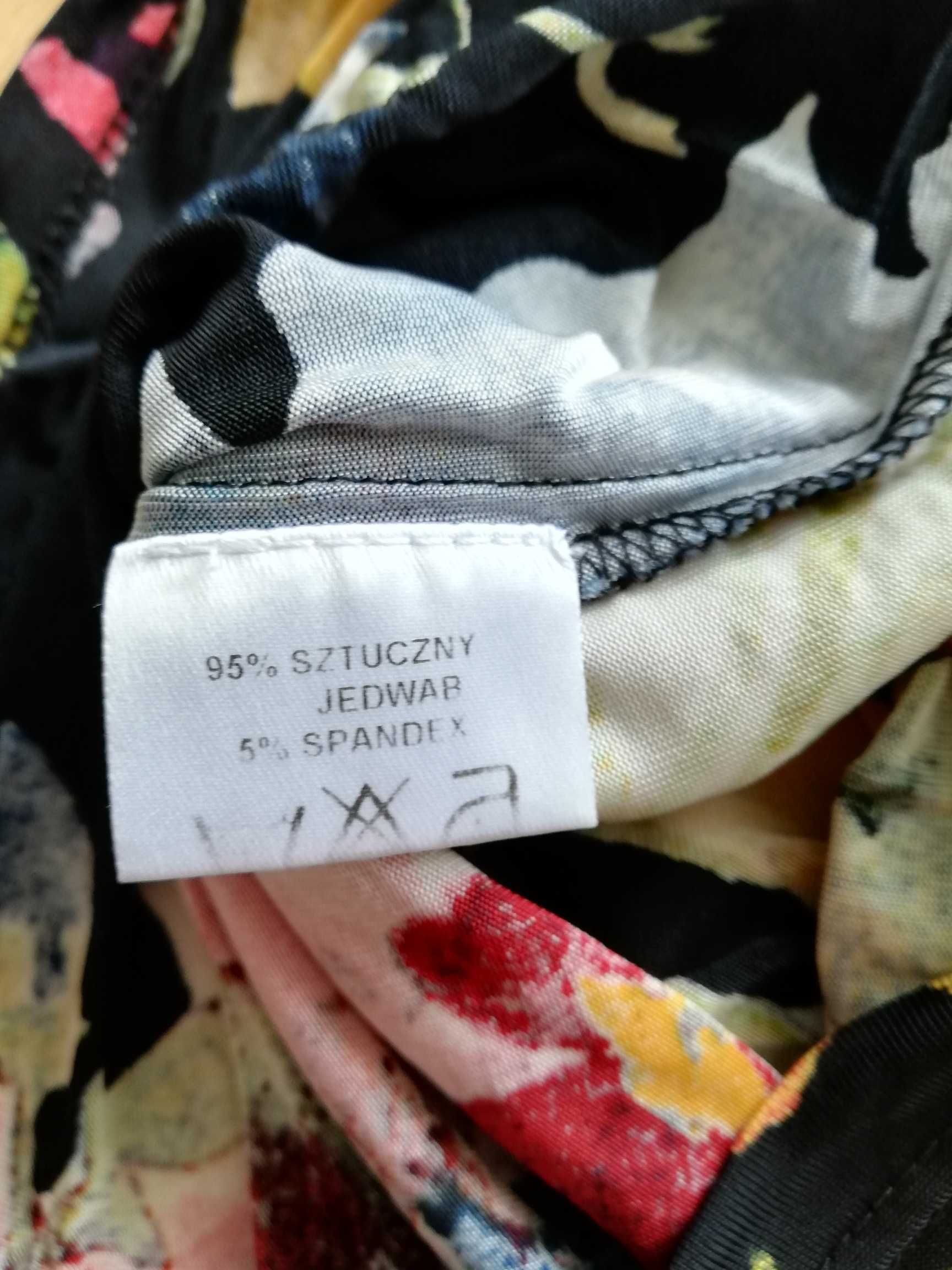 Solar czarna bluzka top bez rękawów kwiatowe wzory ozdobny dekolt XS