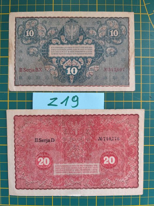 Zestaw 2 banknotów Bank Emisyjny w Polsce z19