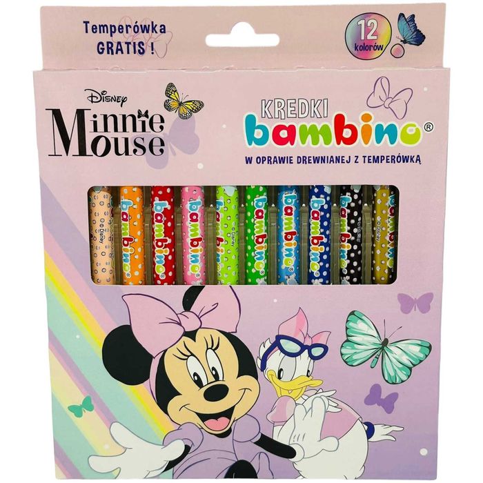 Kredki Bambino Jumbo W Drewnianej Oprawie Z Nadrukiem Myszka Minnie