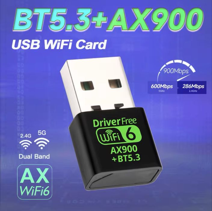AX900 USB WiFi 6 Bluetooth 5.3 Адаптер 2in1 Wi-Fi та Bluetooth