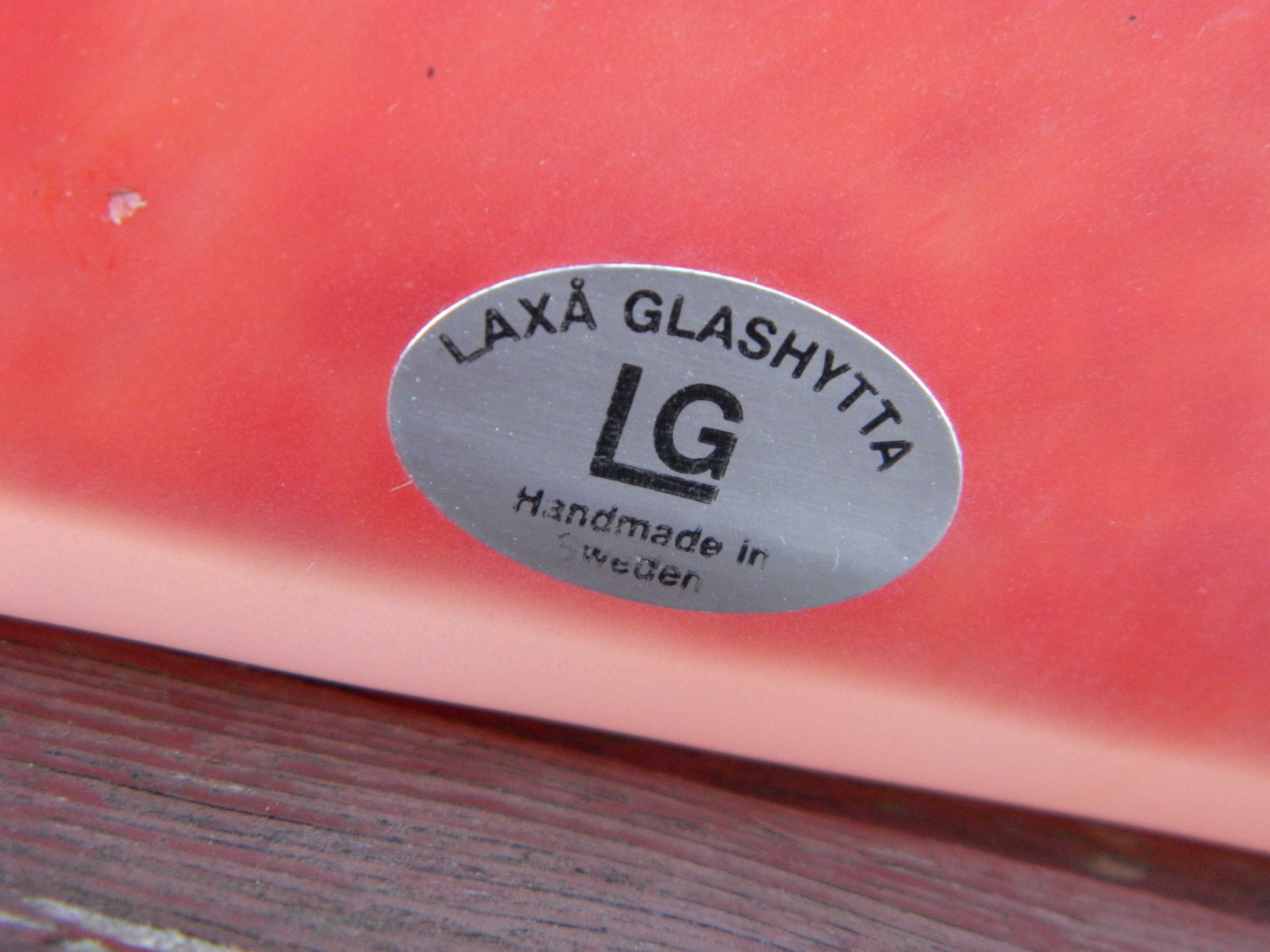 LAXA GLASHYTTA SWEDEN * szklany serwetnik * orange