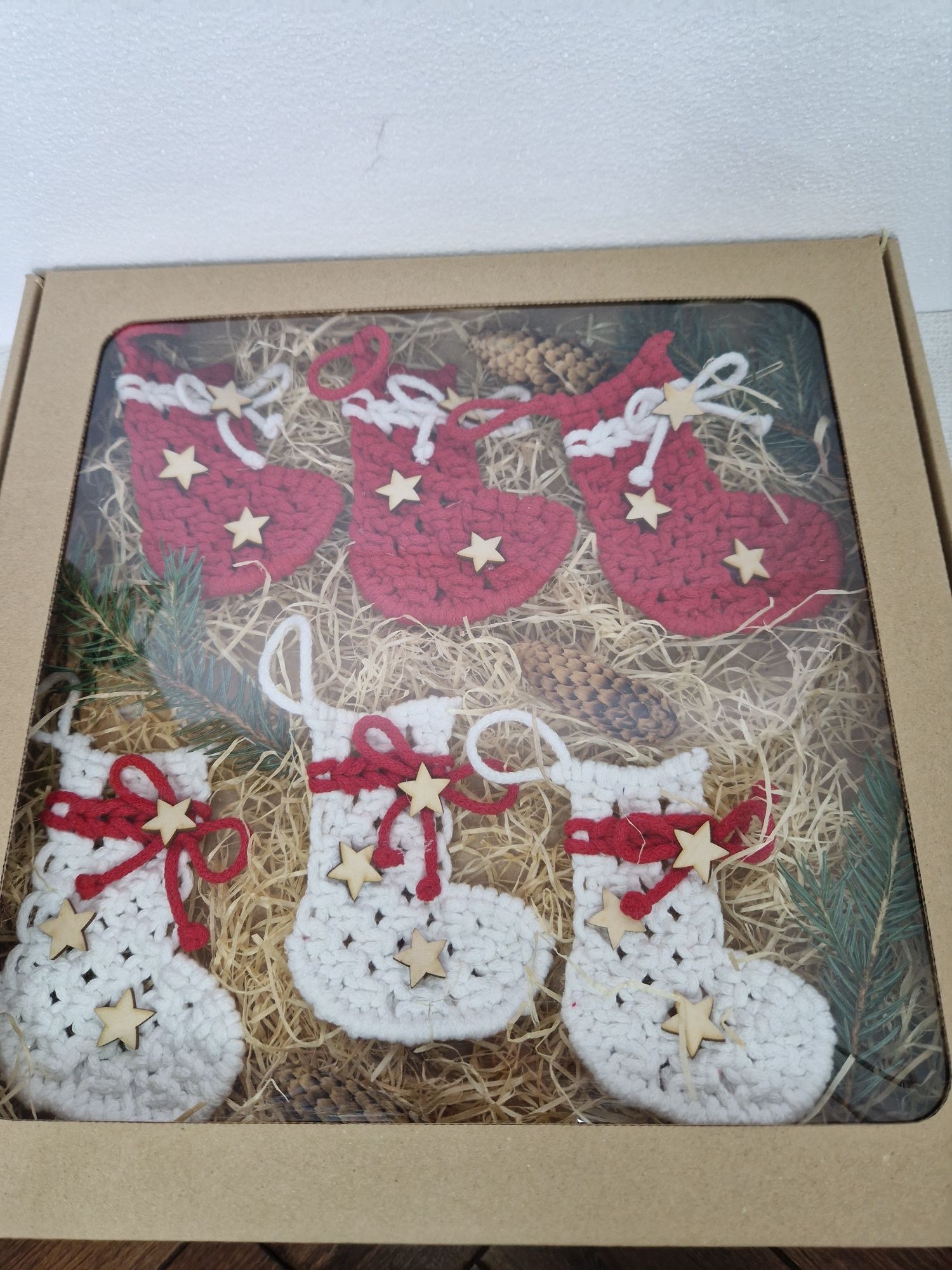 Zestaw świąteczny na choinkę makrama dekoracje świąteczne prezent