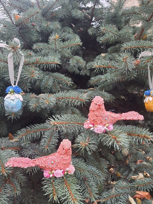 Різдвяні пташки ручної роботи. На новий рік, подарунок, для декору.