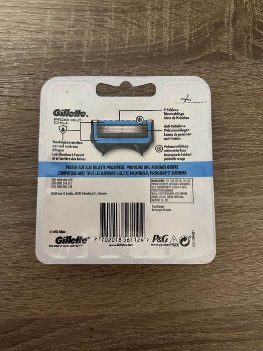 Gillette PROSHIELD CHILL оригінал 4шт леза (вироб.Німеччина)