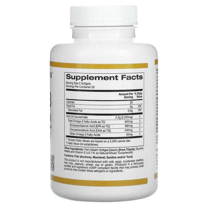 Омега 3, 100/240 шт, США, рыбий жир премиального качества