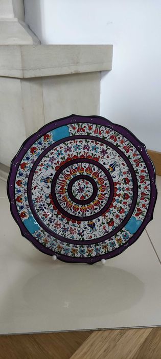 Ceramiczny talerz, ścienny, ręcznie zdobiony