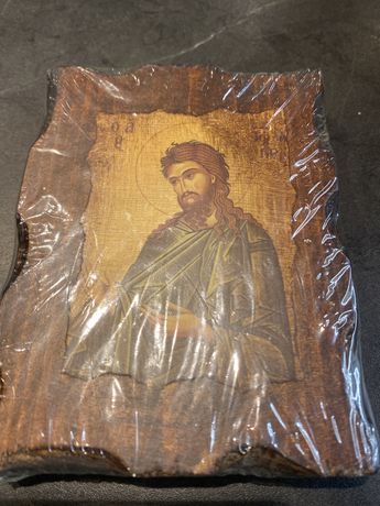 Mała ikona bizantyjska recznie wykonans na drewnie z Grecji nowa