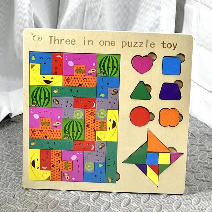 3 w 1 puzzle dla dziecka 22x22cm łamigłówka montessori drewniane zabaw