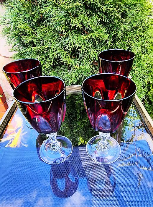 Kieliszki kieliszek kryształowe rubinowe Bohemia 4 sztuki