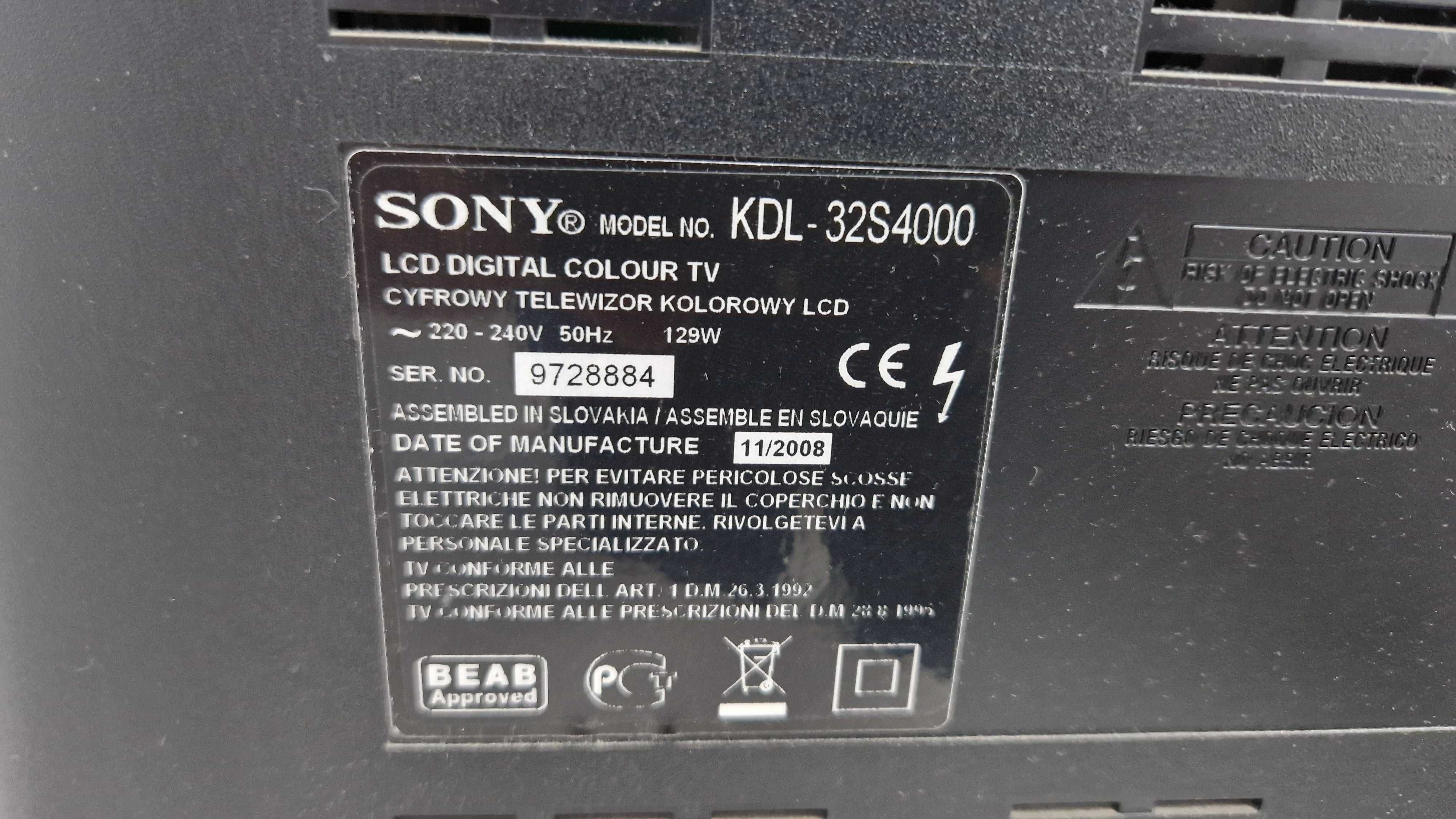 Telewizor LCD Sony Bravia KDL-32S4000 32cale