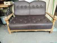 Sofa dwuosobowa, lite drewno dębowe