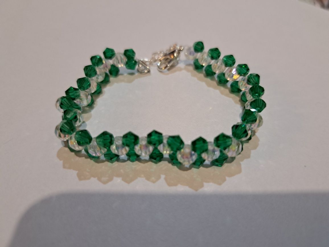 Bransoletka zielona  z kryształków handmade