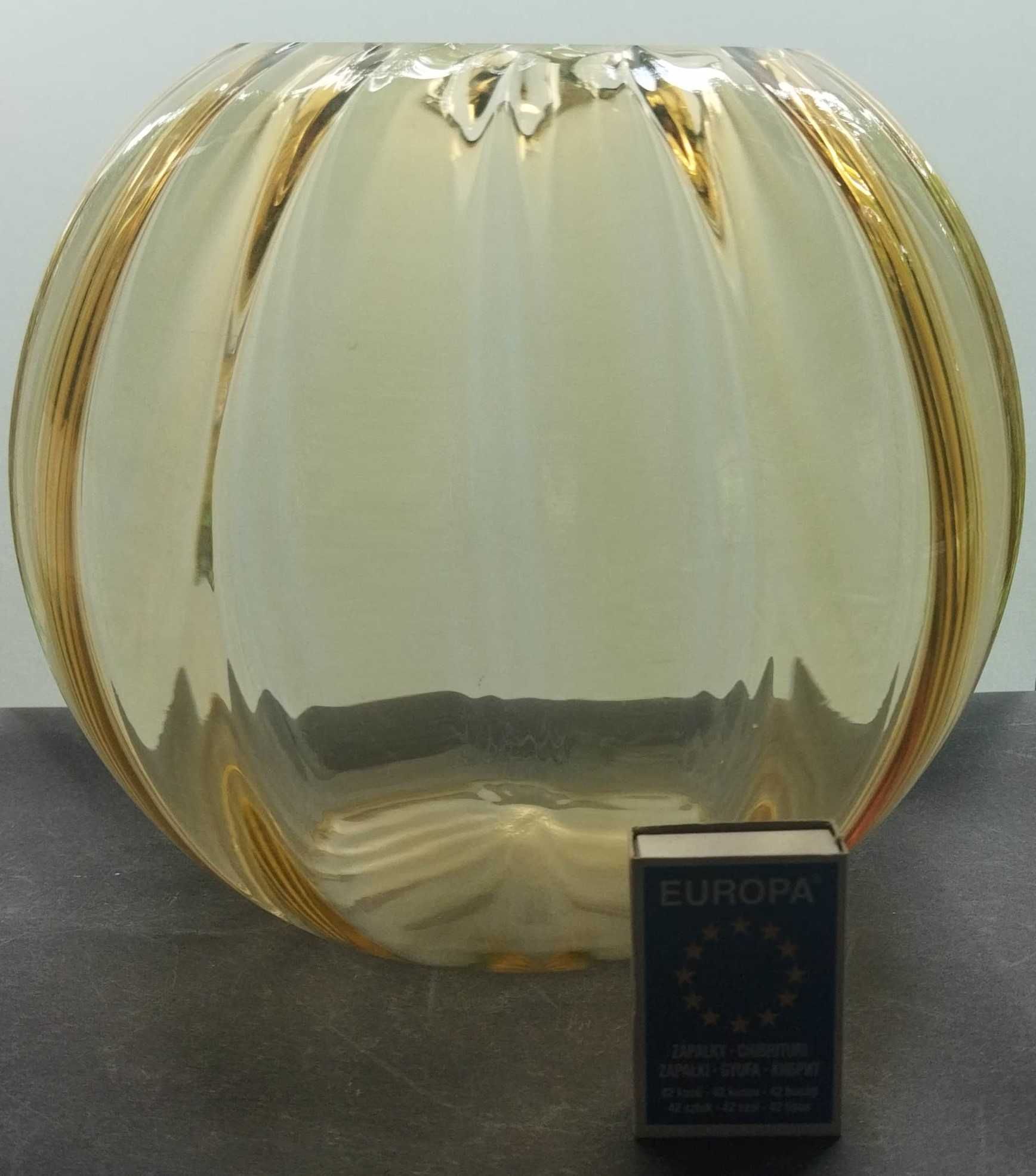 Szkło uranowe POMARAŃCZOWE wazon DUŻA kula Art Deco kolorowe